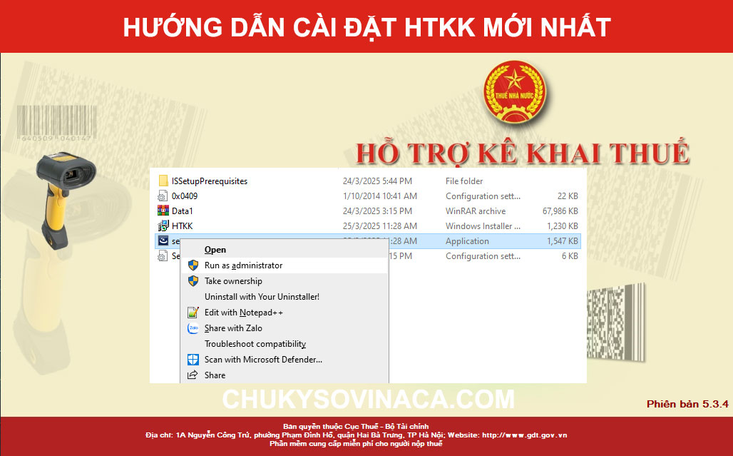cài đặt phần mềm HTKK mới nhất